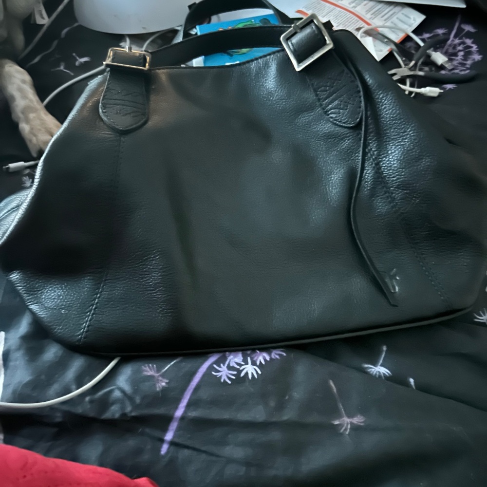 FRYE: Crossbody bucket bag.